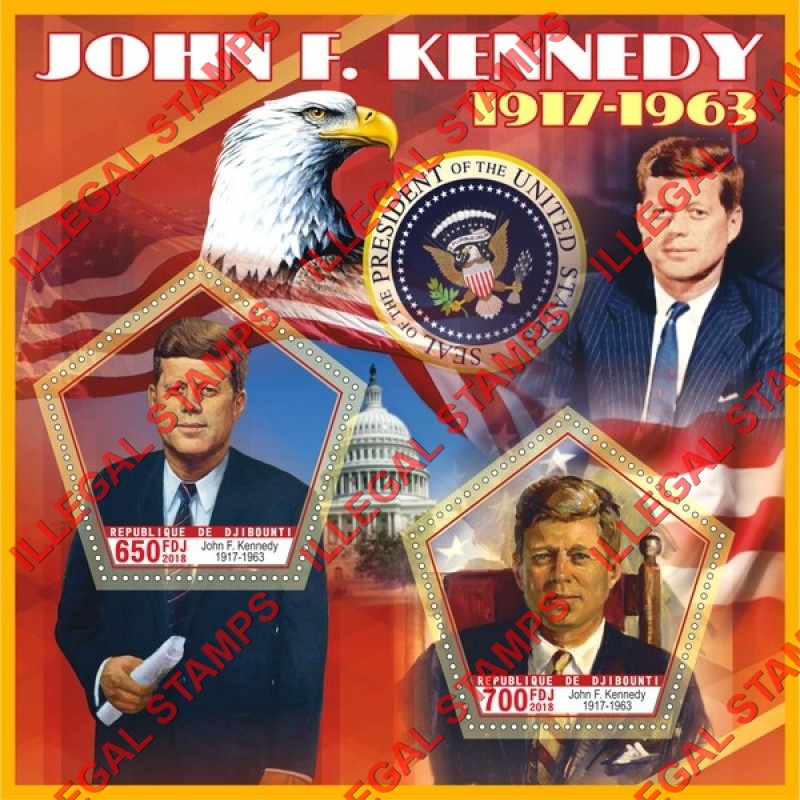 Djibouti 2018 John F. Kennedy (different) Illegal Stamp Souvenir Sheet of 2