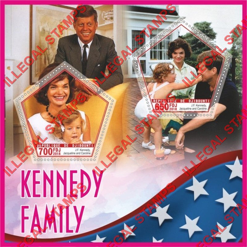 Djibouti 2018 John F. Kennedy Family Illegal Stamp Souvenir Sheet of 2