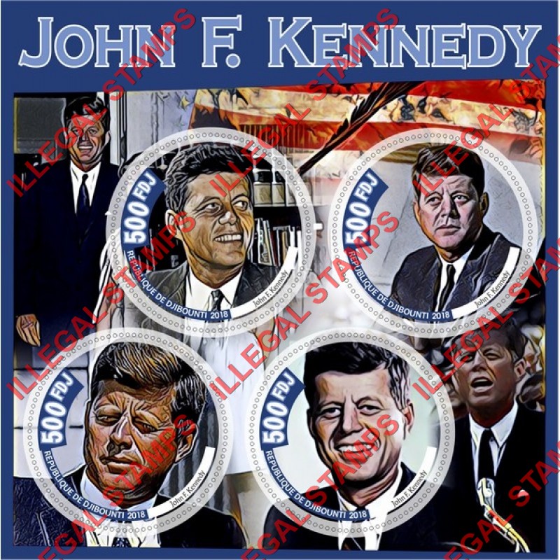 Djibouti 2018 John F. Kennedy Illegal Stamp Souvenir Sheet of 4