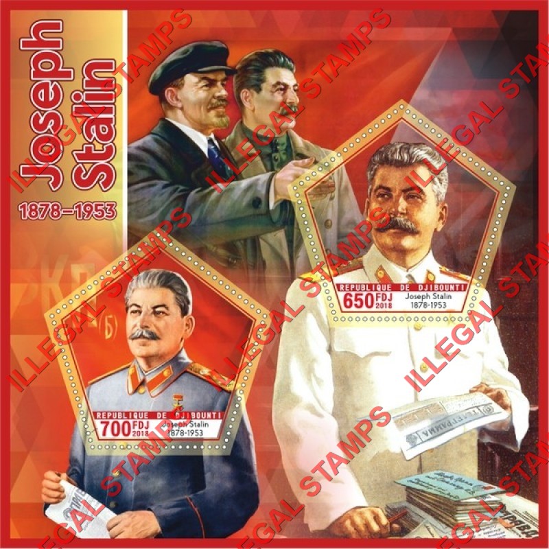 Djibouti 2018 Joseph Stalin Illegal Stamp Souvenir Sheet of 2