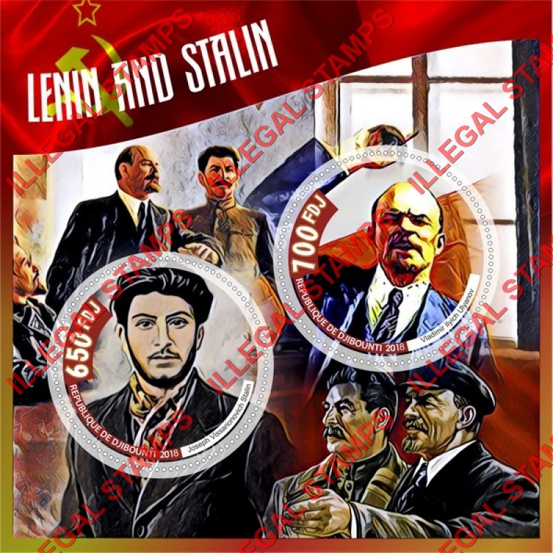 Djibouti 2018 Lenin and Stalin Illegal Stamp Souvenir Sheet of 2