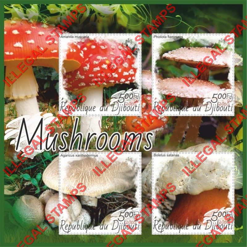 Djibouti 2018 Mushrooms (different) Illegal Stamp Souvenir Sheet of 4