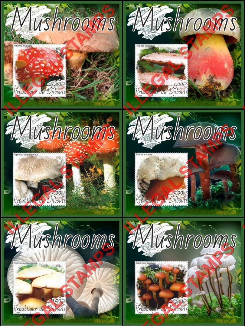 Djibouti 2018 Mushrooms (different) Illegal Stamp Souvenir Sheets of 1