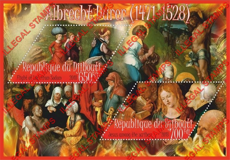 Djibouti 2018 Paintings by Albrecht Durer (different) Illegal Stamp Souvenir Sheet of 2