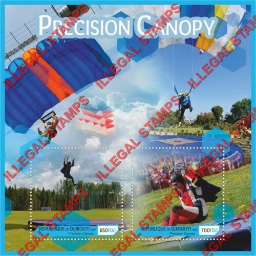 Djibouti 2018 Parachutes Precision Canopy Illegal Stamp Souvenir Sheet of 2
