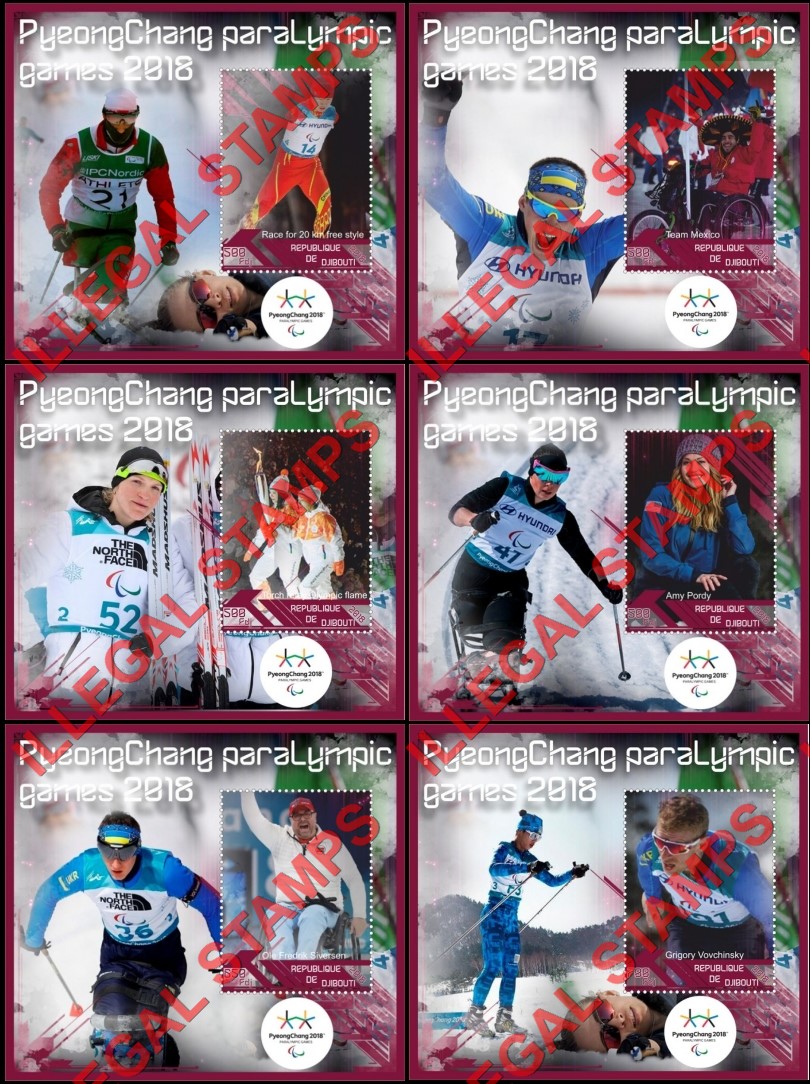 Djibouti 2018 Paralympic Games in PyeongChang Illegal Stamp Souvenir Sheets of 1