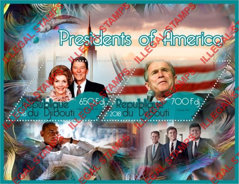 Djibouti 2018 Presidents of America Illegal Stamp Souvenir Sheet of 2