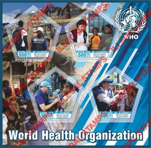 Djibouti 2018 World Health Organization (WHO) Illegal Stamp Souvenir Sheet of 4