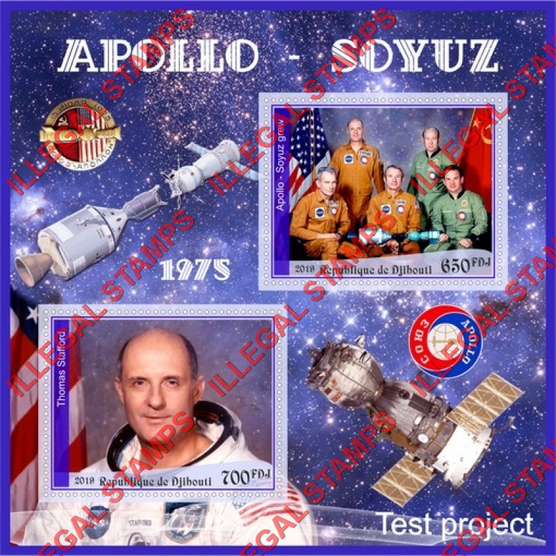 Djibouti 2019 Apollo Soyuz Test Project (Different a) Illegal Stamp Souvenir Sheet of 2