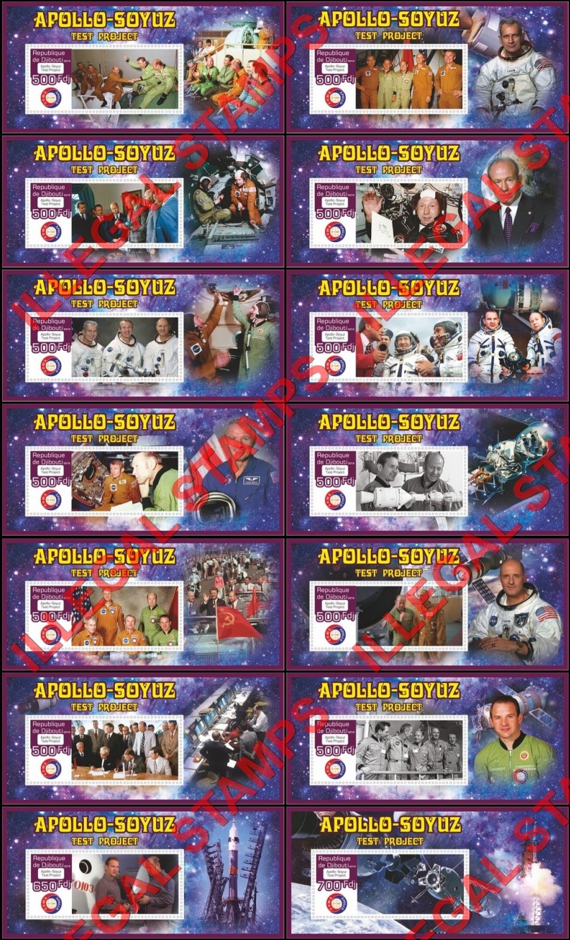 Djibouti 2019 Apollo Soyuz Test Project (Different b) Illegal Stamp Souvenir Sheets of 1