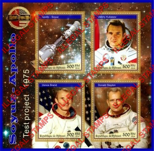 Djibouti 2019 Apollo Soyuz Test Project (Different) Illegal Stamp Souvenir Sheet of 4