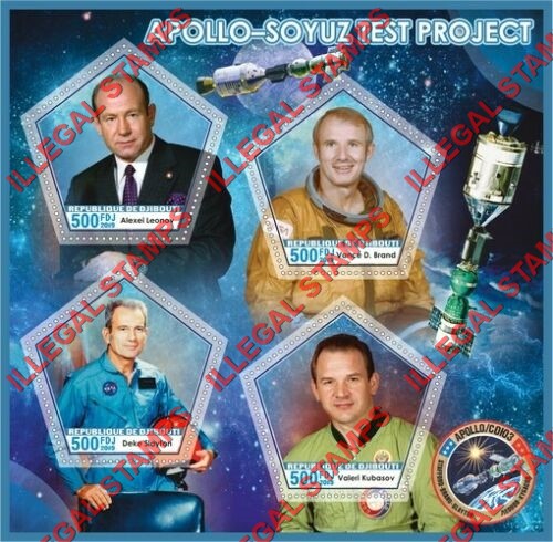 Djibouti 2019 Apollo Soyuz Test Project Illegal Stamp Souvenir Sheet of 4
