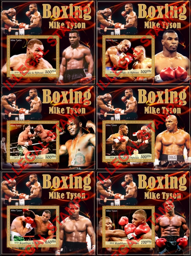 Djibouti 2019 Boxing Mike Tyson Illegal Stamp Souvenir Sheets of 1