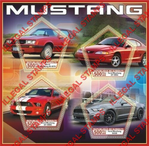 Djibouti 2019 Cars Mustang Illegal Stamp Souvenir Sheet of 4