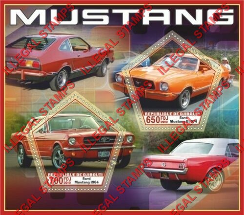 Djibouti 2019 Cars Mustang Illegal Stamp Souvenir Sheet of 2