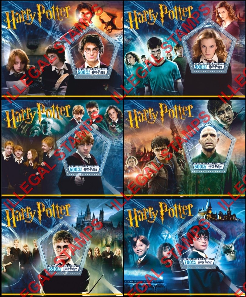 Djibouti 2019 Harry Potter Illegal Stamp Souvenir Sheets of 1