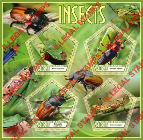 Djibouti 2019 Insects Illegal Stamp Souvenir Sheet of 4