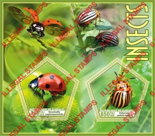 Djibouti 2019 Insects Illegal Stamp Souvenir Sheet of 2