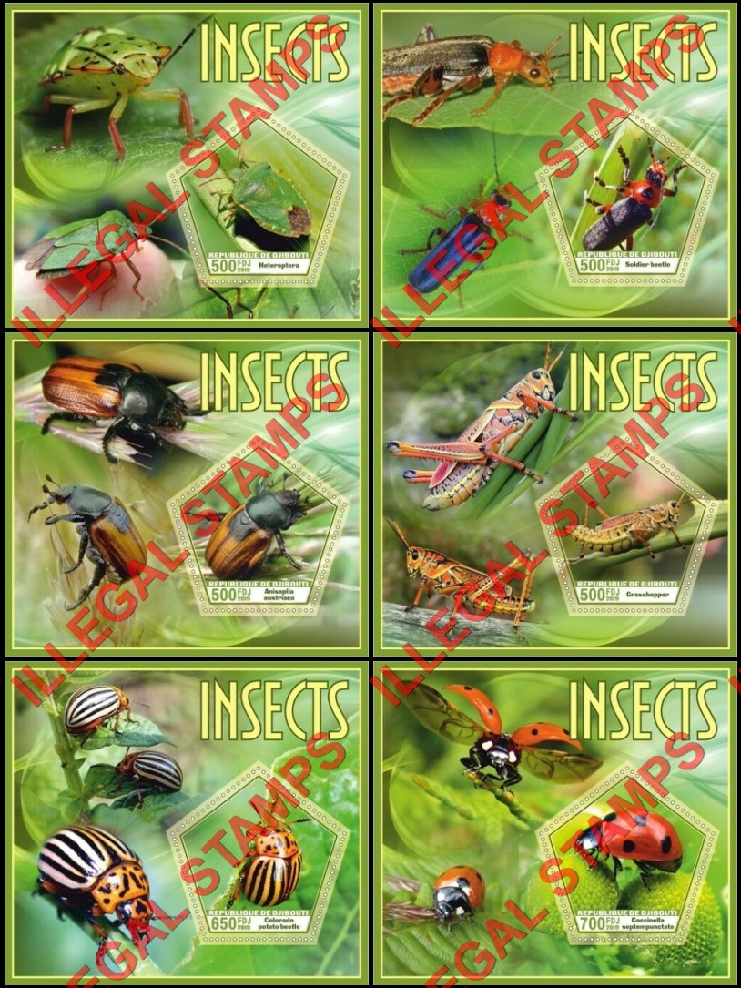 Djibouti 2019 Insects Illegal Stamp Souvenir Sheets of 1