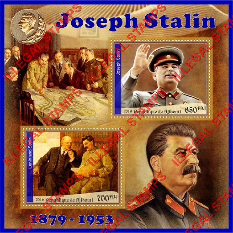 Djibouti 2019 Joseph Stalin (different) Illegal Stamp Souvenir Sheet of 2
