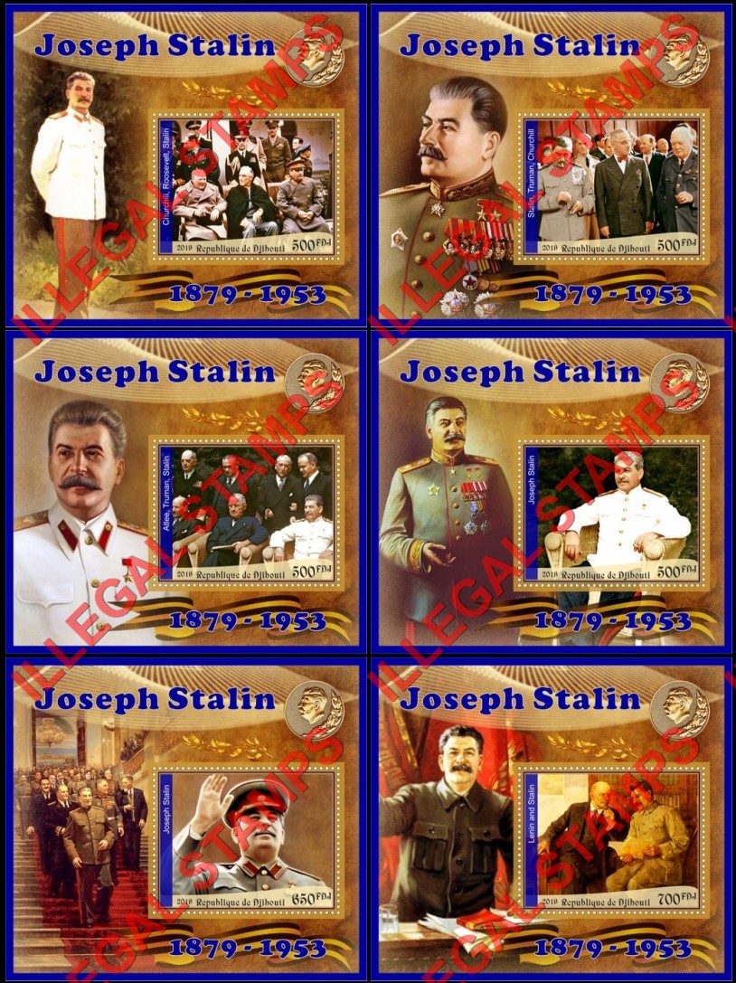 Djibouti 2019 Joseph Stalin (different) Illegal Stamp Souvenir Sheets of 1