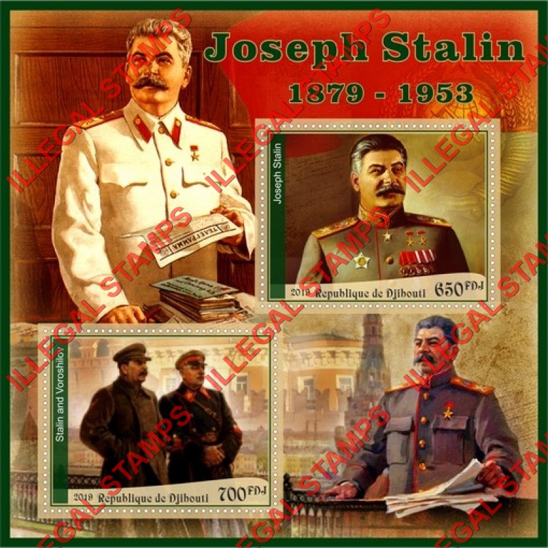 Djibouti 2019 Joseph Stalin Illegal Stamp Souvenir Sheet of 2