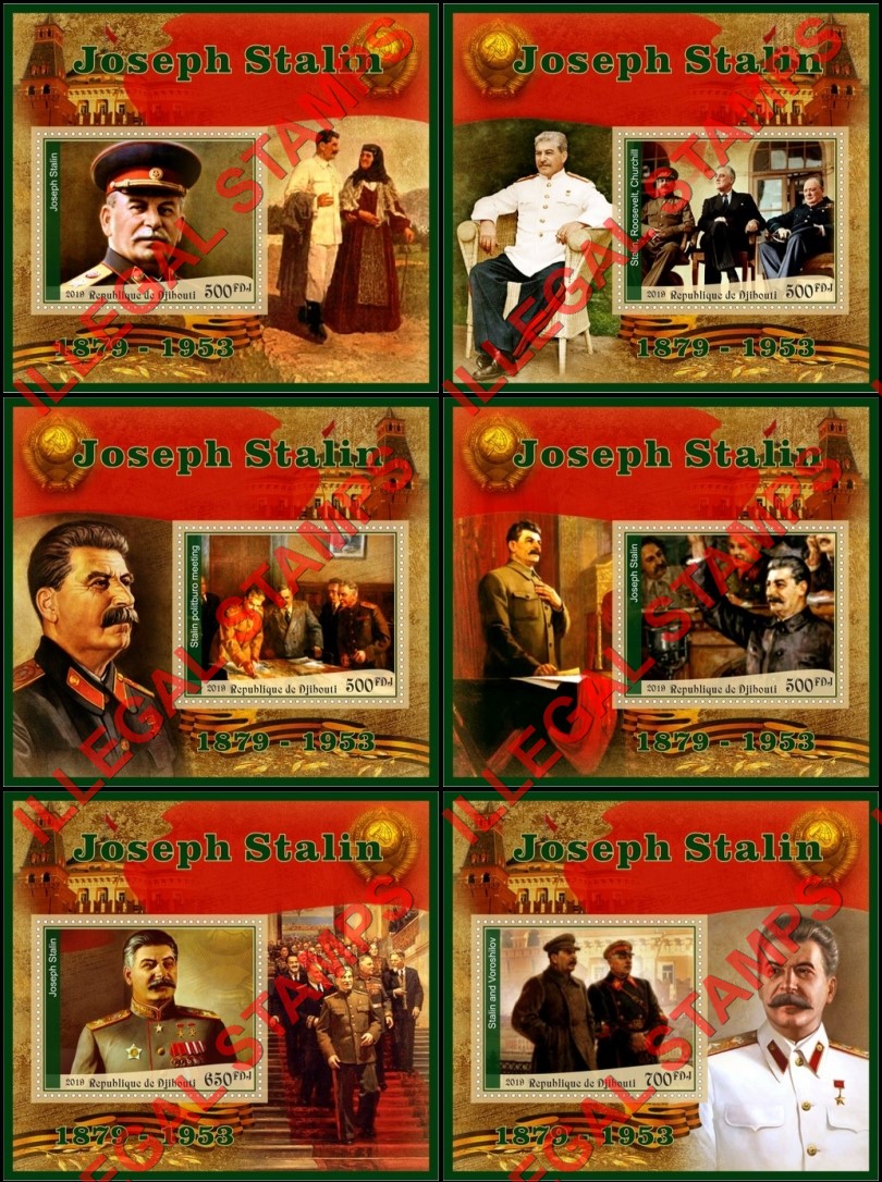Djibouti 2019 Joseph Stalin Illegal Stamp Souvenir Sheets of 1