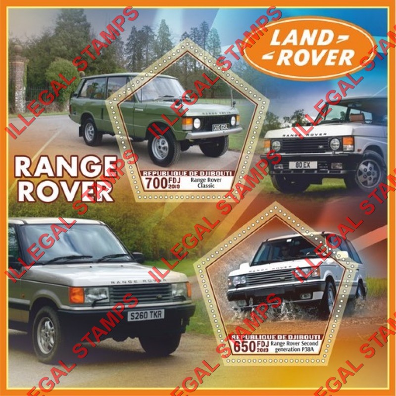 Djibouti 2019 Land Rover Range Rover Illegal Stamp Souvenir Sheet of 2