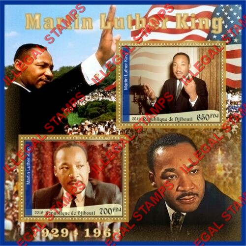 Djibouti 2019 Martin Luther King Illegal Stamp Souvenir Sheet of 2