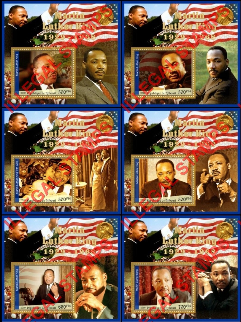 Djibouti 2019 Martin Luther King Illegal Stamp Souvenir Sheets of 1