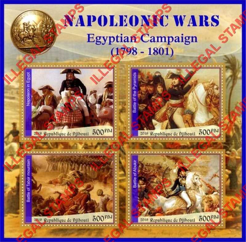 Djibouti 2019 Napoleonic Wars Illegal Stamp Souvenir Sheet of 4