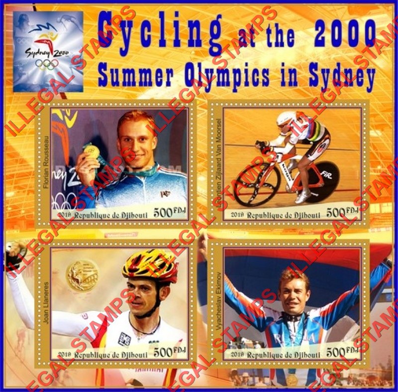 Djibouti 2019 Olympic Games in Sydney 2000 Cycling Illegal Stamp Souvenir Sheet of 4