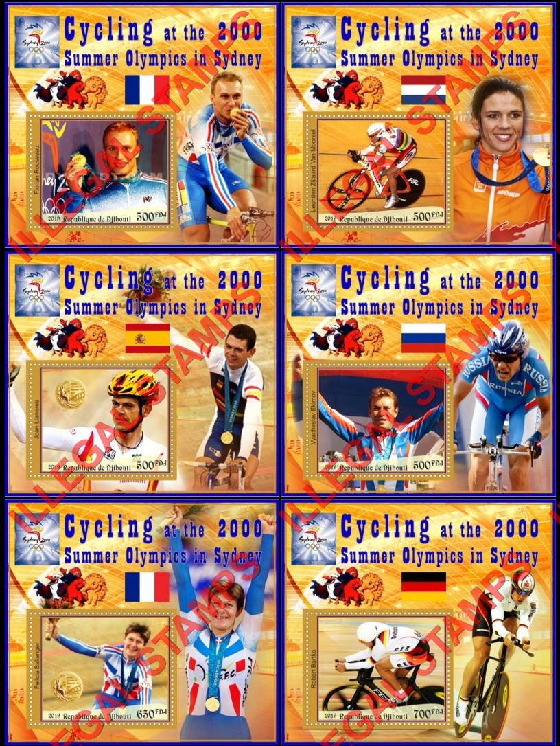 Djibouti 2019 Olympic Games in Sydney 2000 Cycling Illegal Stamp Souvenir Sheets of 1