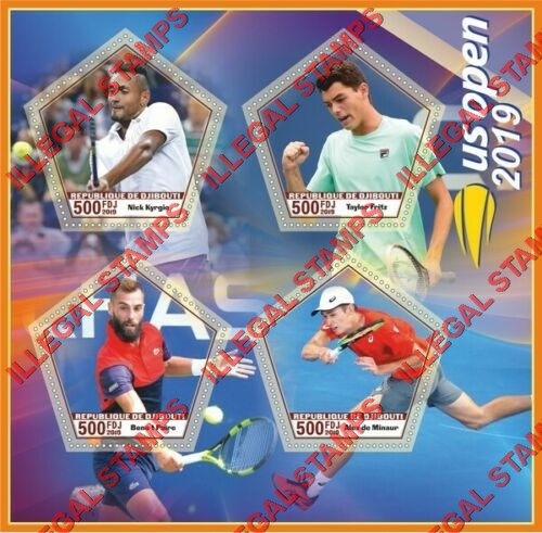 Djibouti 2019 Tennis US Open Illegal Stamp Souvenir Sheet of 4