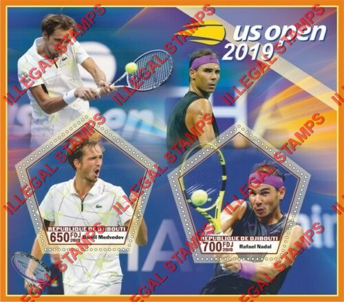 Djibouti 2019 Tennis US Open Illegal Stamp Souvenir Sheet of 2