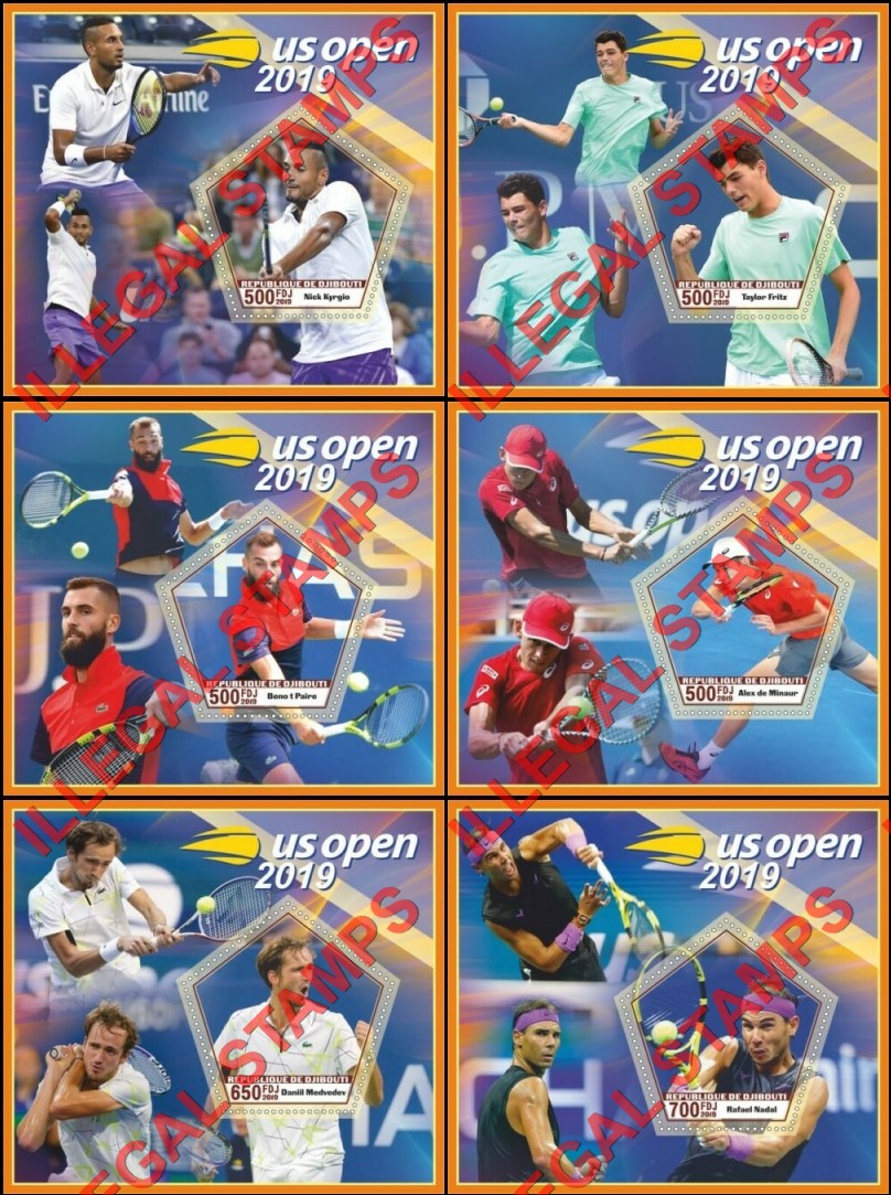 Djibouti 2019 Tennis US Open Illegal Stamp Souvenir Sheets of 1