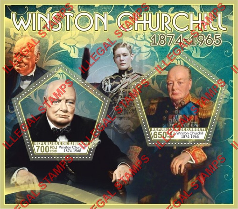 Djibouti 2019 Winston Churchill (different) Illegal Stamp Souvenir Sheet of 2