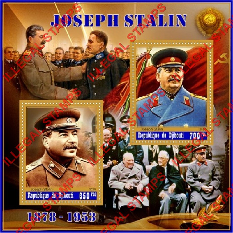 Djibouti 2020 Joseph Stalin Illegal Stamp Souvenir Sheet of 2