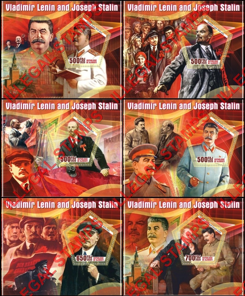 Djibouti 2020 Lenin and Stalin Illegal Stamp Souvenir Sheets of 1