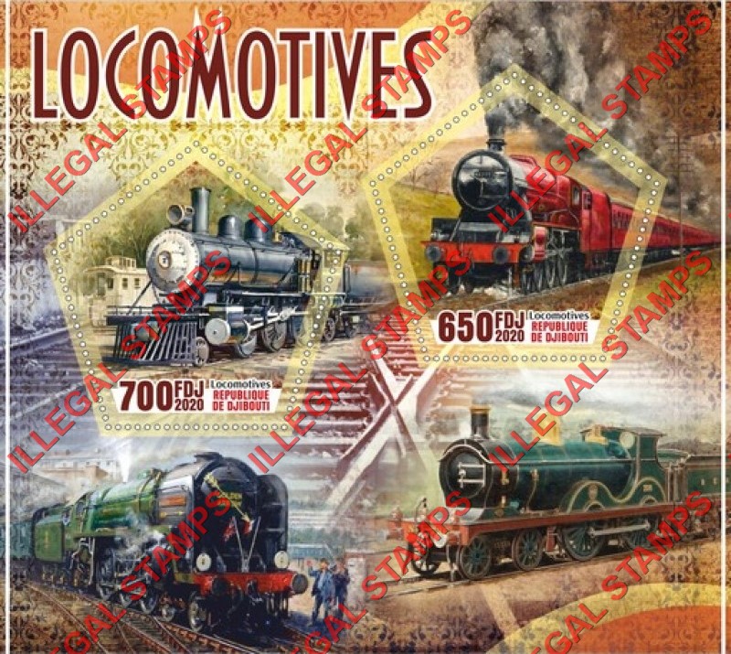 Djibouti 2020 Locomotives Illegal Stamp Souvenir Sheet of 2