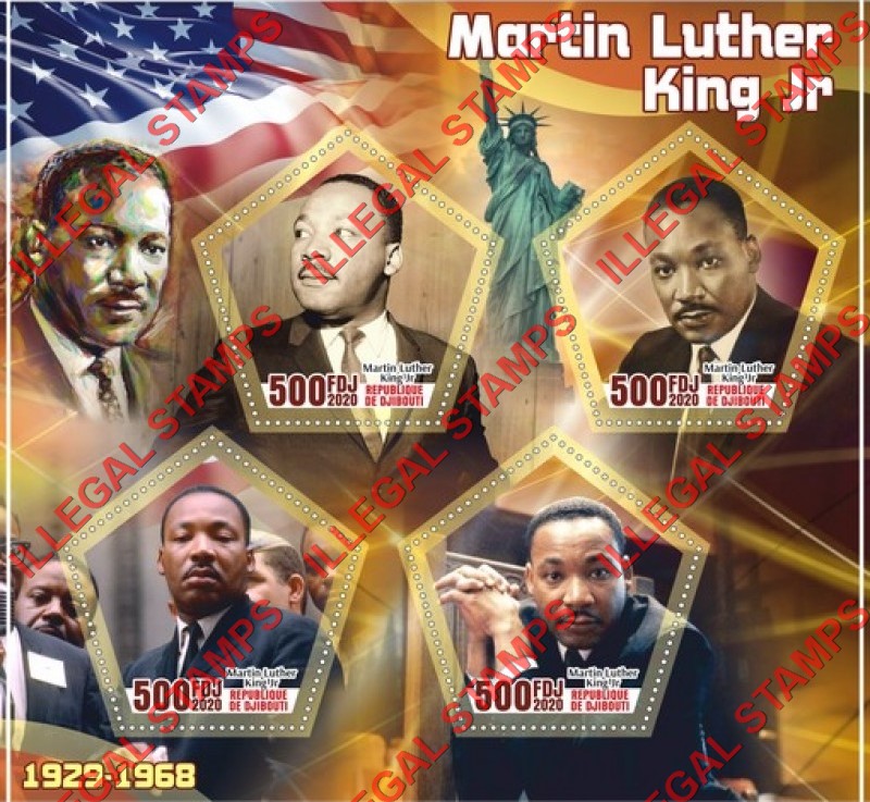 Djibouti 2020 Martin Luther King Jr. Illegal Stamp Souvenir Sheet of 4