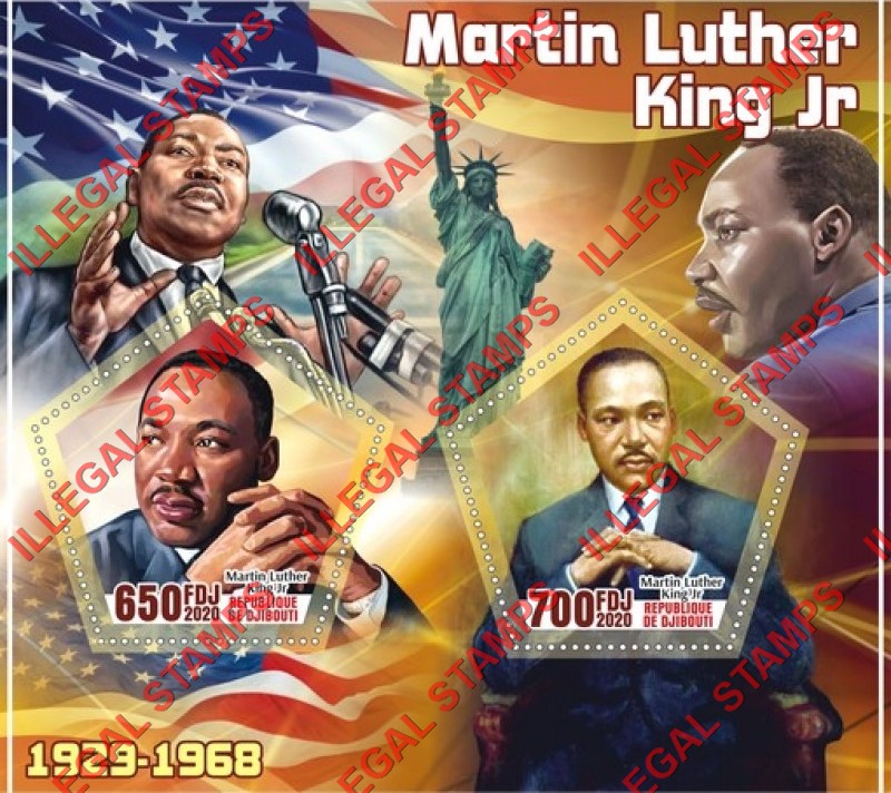 Djibouti 2020 Martin Luther King Jr. Illegal Stamp Souvenir Sheet of 2