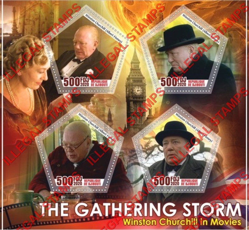 Djibouti 2020 The Gathering Storm Winston Churchill in Movies Illegal Stamp Souvenir Sheet of 4