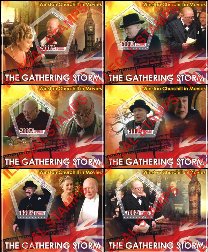 Djibouti 2020 The Gathering Storm Winston Churchill in Movies Illegal Stamp Souvenir Sheets of 1