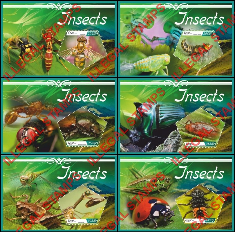 Egypt 2018 Insects Illegal Stamp Souvenir Sheets of 1