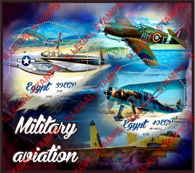 Egypt 2018 Military Aviation Illegal Stamp Souvenir Sheet of 2
