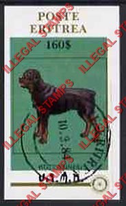 Eritrea 1984 Dogs with Rotary Logo Rottweiler Counterfeit Illegal Stamp Souvenir Sheet of 1 with Fake Cancel