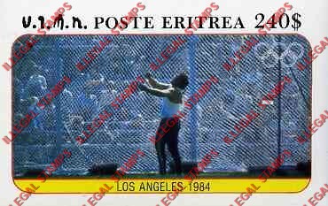 Eritrea 1984 Olympic Games in Los Angeles Hammer Throw Counterfeit Illegal Stamp Souvenir Sheet of 1