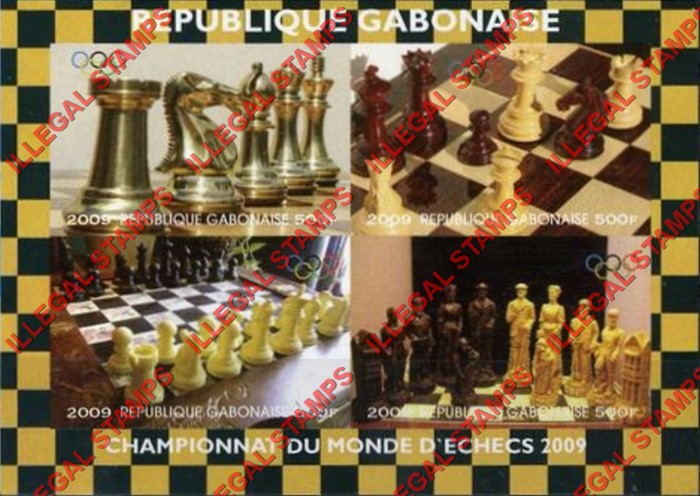 Gabon 2009 Chess Illegal Stamp Souvenir Sheet of 4