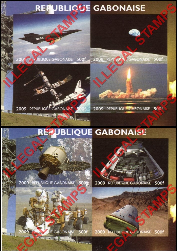 Gabon 2009 NASA Space Exploration Illegal Stamp Souvenir Sheets of 4 (Part 1)
